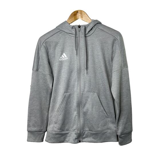 Adidas CLIMAWARM Gray Long Sleeve Full-Zip Hooded Jacket Women's Small - Picture 1 of 6